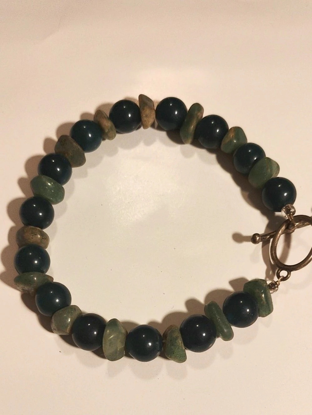 Green & Black Beaded Bracelet